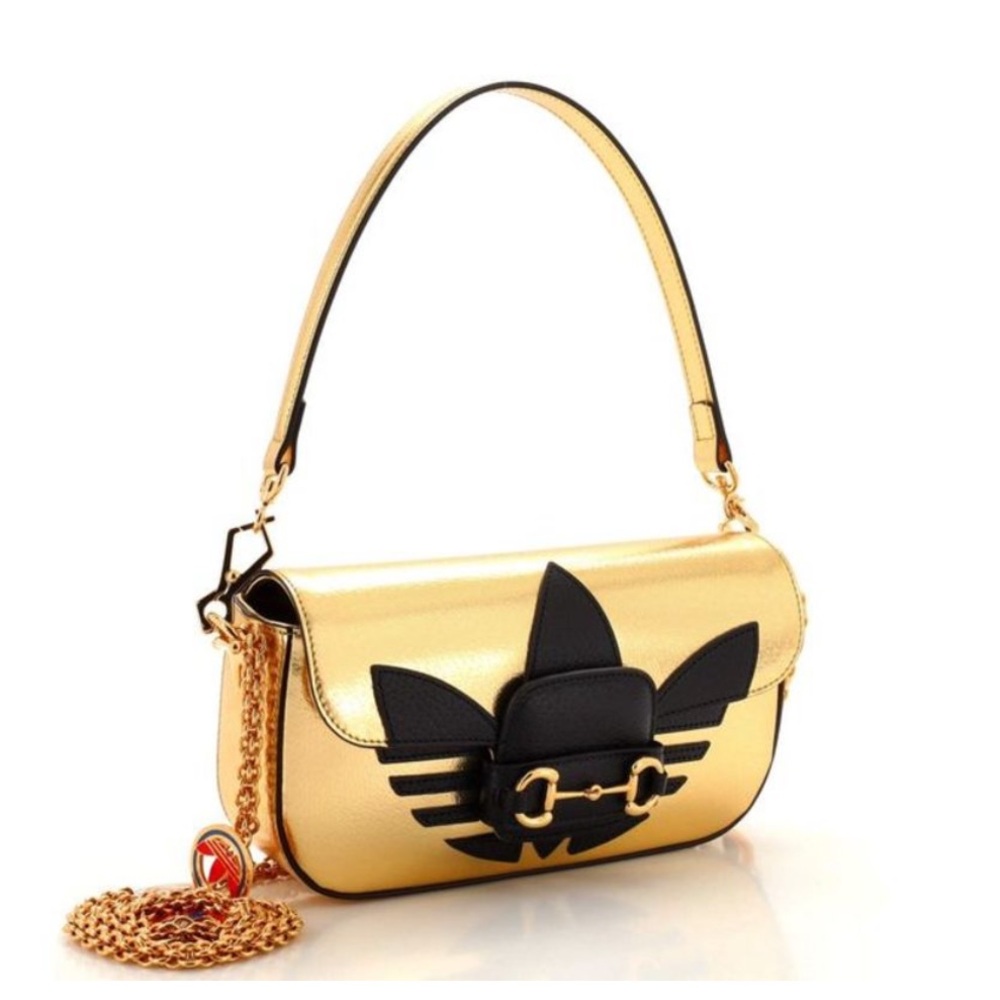 GUCCI X ADIDAS HORSEBIT 1955 SMALL LEATHER BAG REMOVABLE TOP HANDLE/CHAIN STRAP
